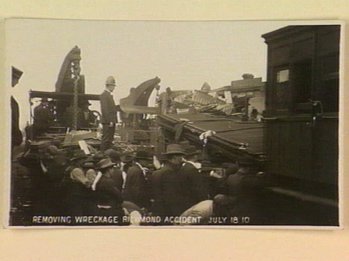 REMOVING WRECKAGE RICHMOND ACCIDENT JULY 18 10 [i.e. July 18th, 1910] (c. 1910)