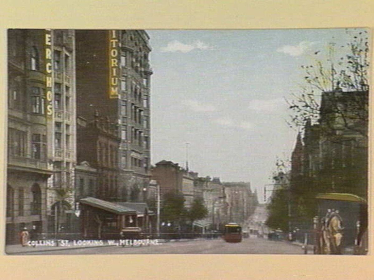 COLLINS ST., LOOKING W., MELBOURNE, Melbourne City (c. 1910)