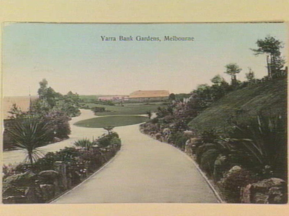 Yarra Bank Gardens, Melbourne, Yarra River (c. 1908)