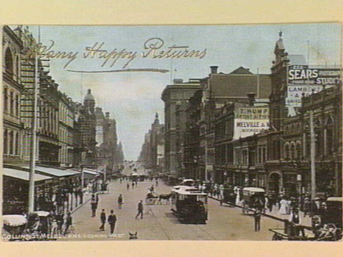 COLLINS ST. MELBOURNE, LOOKING WEST, Melbourne City (c. 1908)