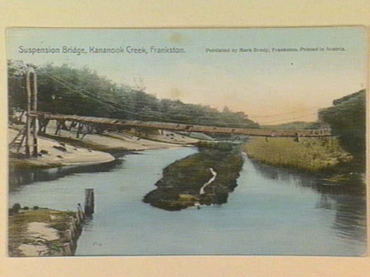 Suspension Bridge, Kananook Creek, Frankston (c. 1908)