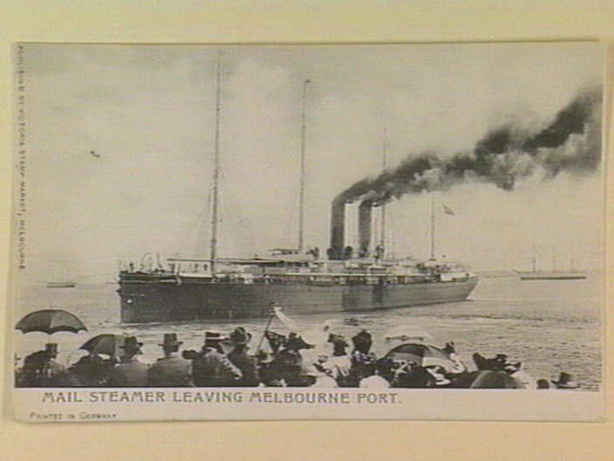 MAIL STEAMER LEAVING MELBOURNE PORT (c. 1904)