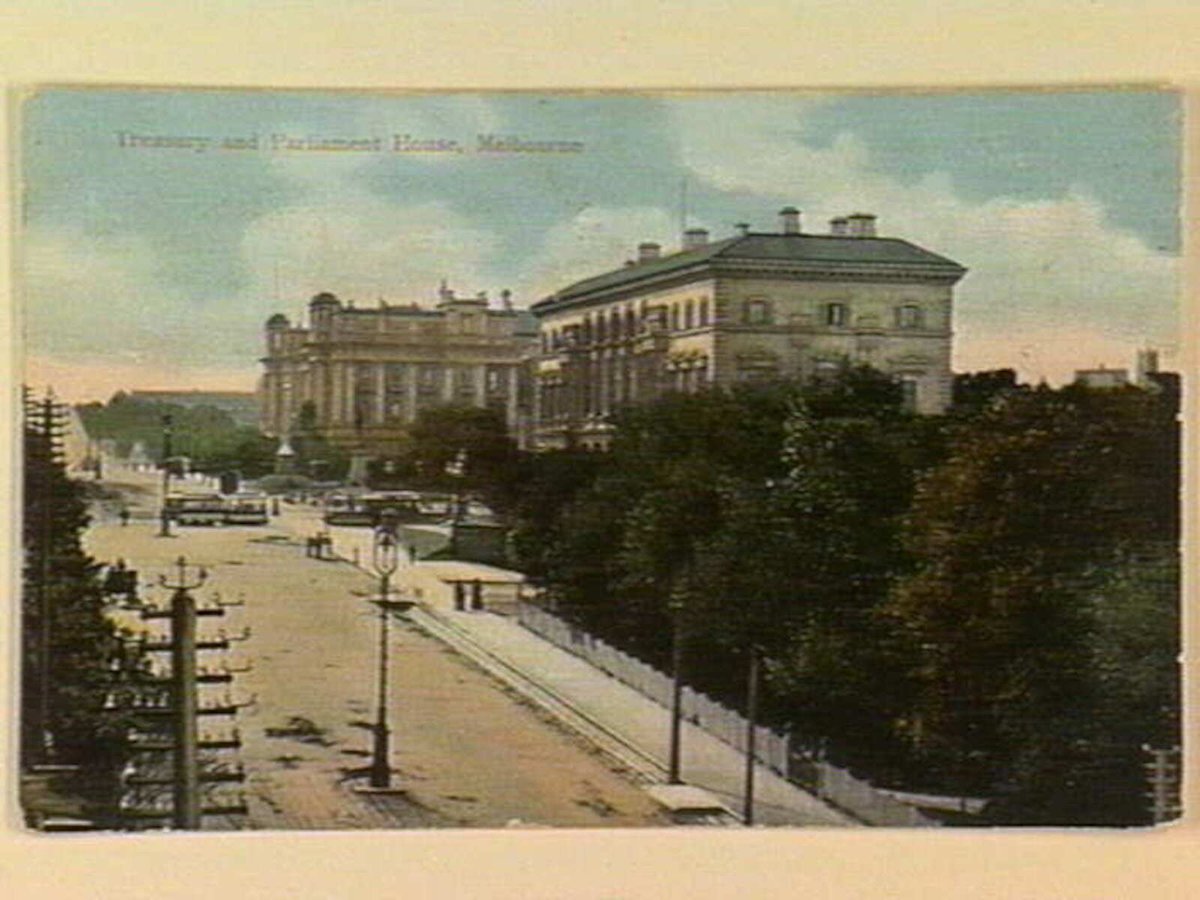 Treasury and Parliament House, Melbourne, East Melbourne (c. 1908)