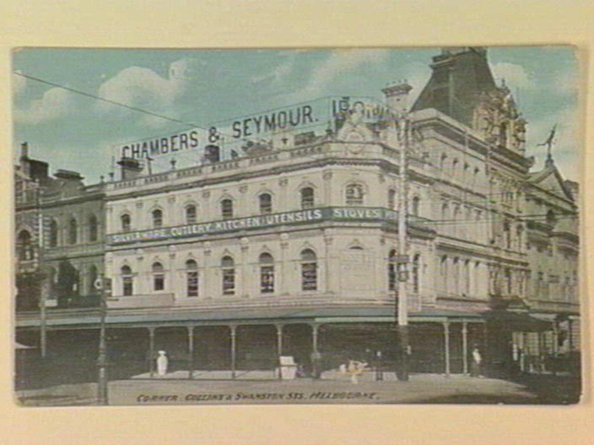 CORNER COLLINS & SWANSTON STS. MELBOURNE (c. 1908)