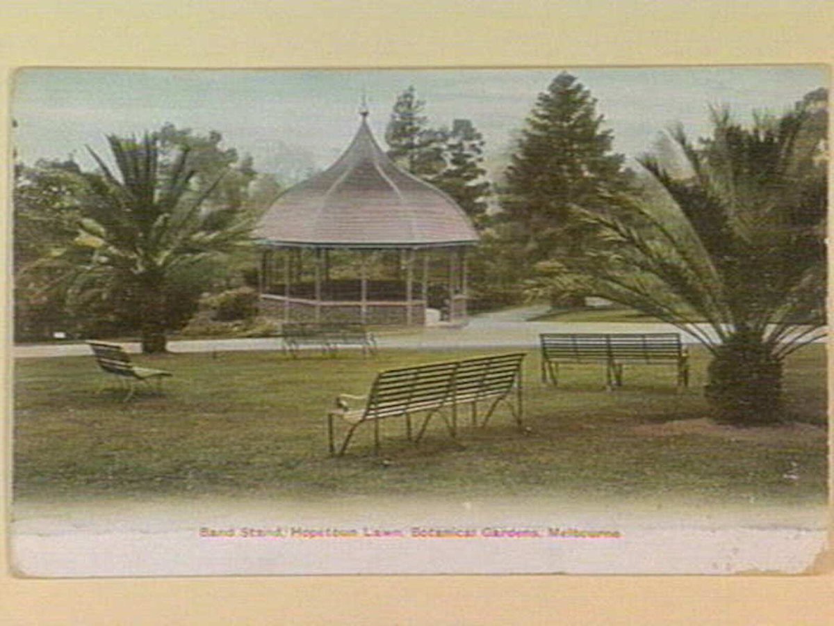 Band Stand, Hopetoun Lawn, Botanical Gardens, Melbourne, Melbourne City (c. 1906)