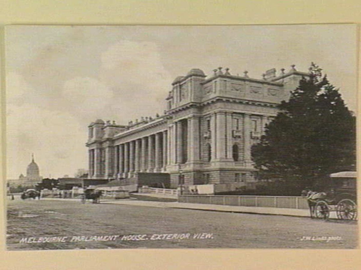 MELBOURNE PARLIAMENT HOUSE. EXTERIOR VIEW, East Melbourne (c. 1910)