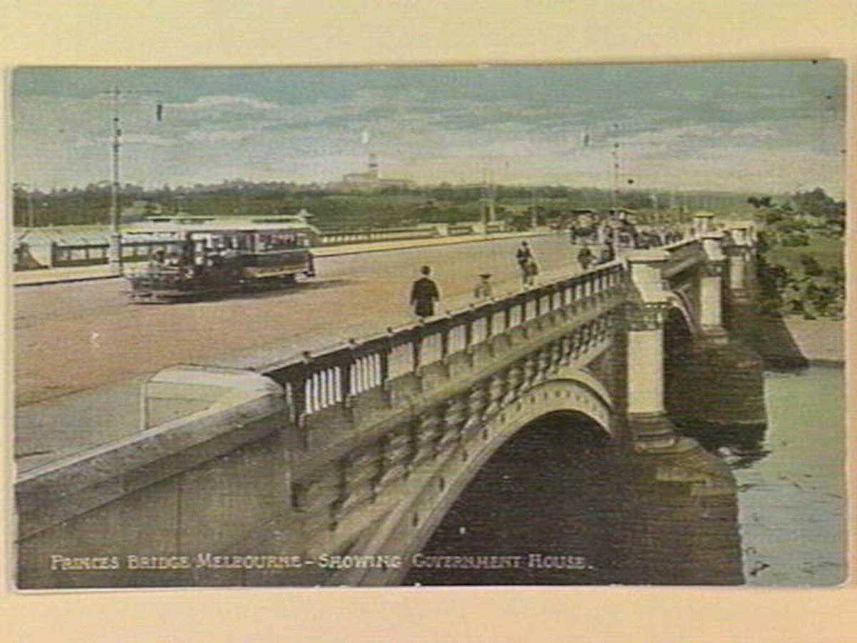 PRINCES BRIDGE MELBOURNE - SHOWING GOVERNMENT HOUSE, Melbourne City (c. 1906)