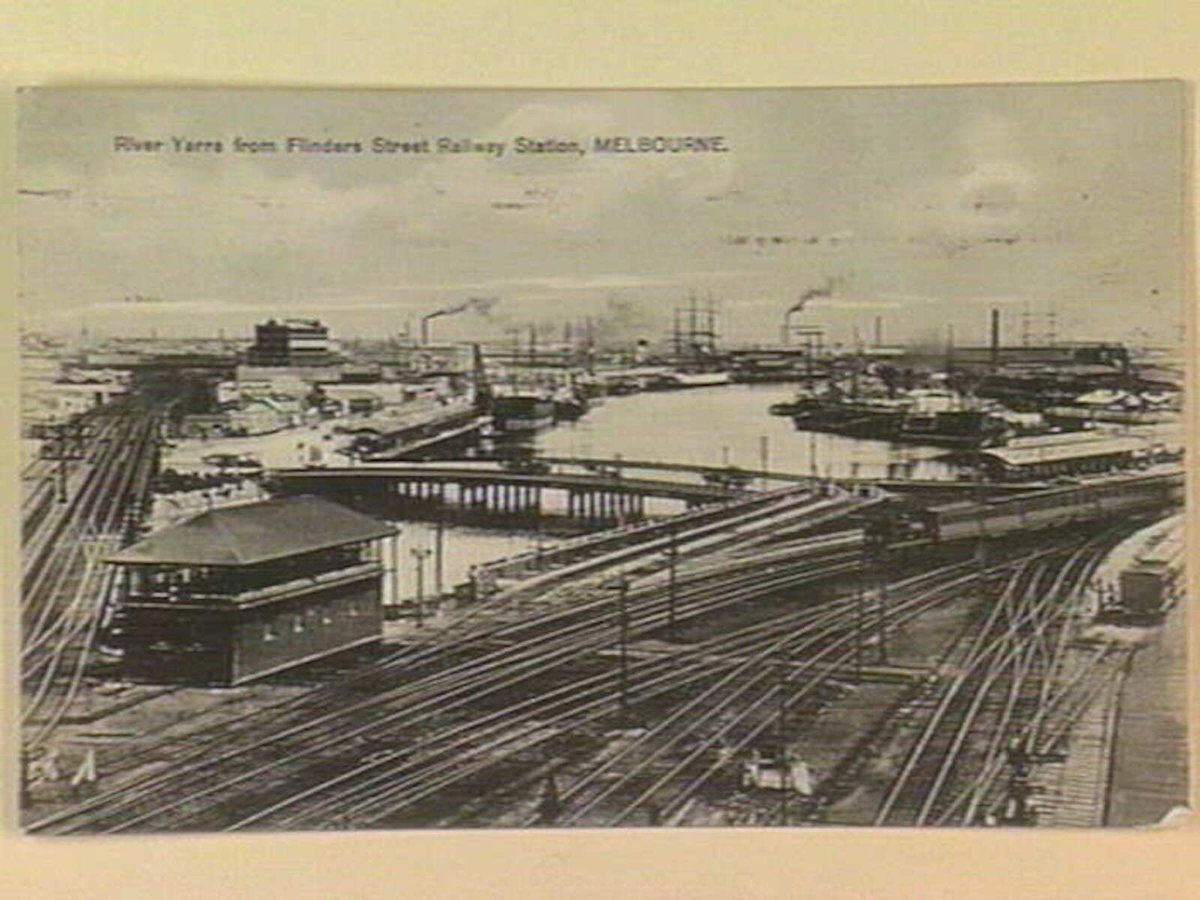 River Yarra from Flinders Street Railway Station, MELBOURNE, Melbourne City (c. 1908)
