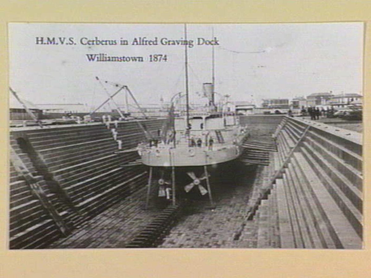 H.M.V.S. Cerberus in Alfred Graving Dock Williamstown 1874