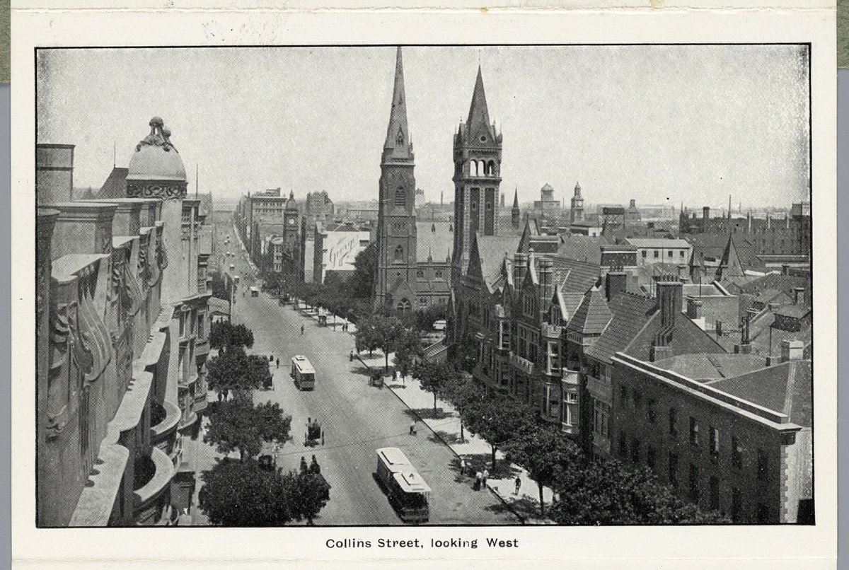 Collins Street, looking west, Melbourne City (c. 1920)