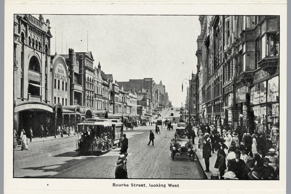 Bourke Street, looking west, Melbourne City (c. 1920)