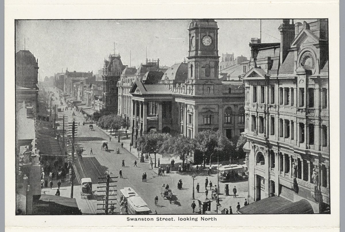 Swanston Street, looking north, Melbourne City (c. 1920)