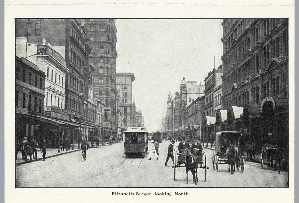 Elizabeth Street, looking north, Melbourne City (c. 1920)