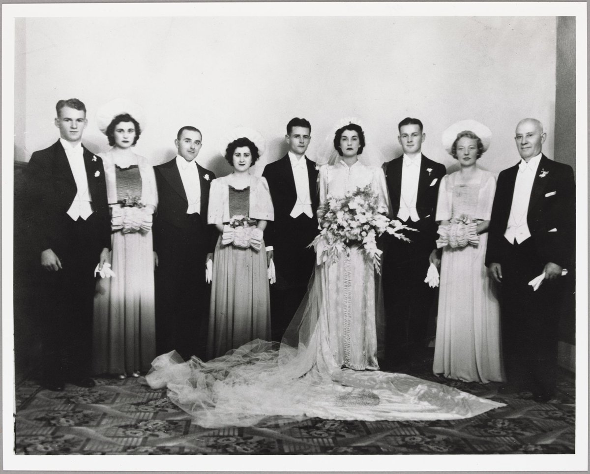 The wedding of Violet Darwish Malouf and (William) Eric Ellis, at St. Patrick's Cathedral, Melbourne, 1939, East Melbourne