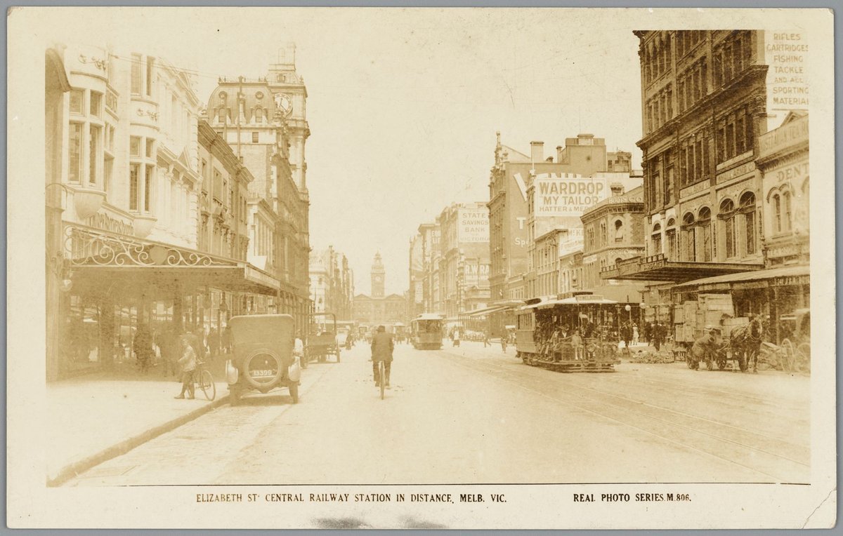 ELIZABETH ST. CENTRAL RAILWAY STATION IN DISTANCE, MELB. VIC, Melbourne City (1910?)