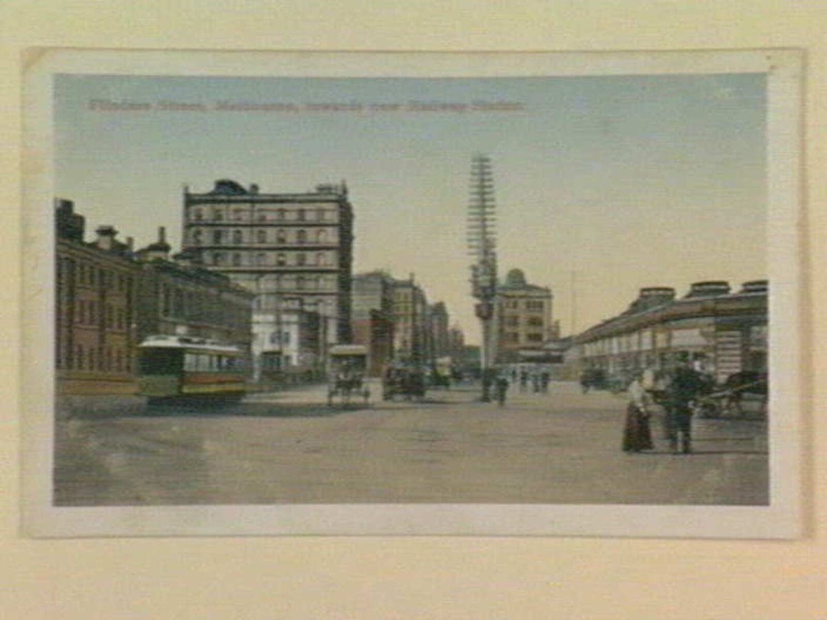 Flinders Street, Melbourne, towards new Railway Station, Melbourne City (1905–14)