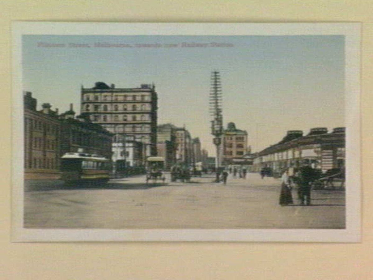 Flinders Street, Melbourne, towards new Railway Station, Melbourne City (1903–14)