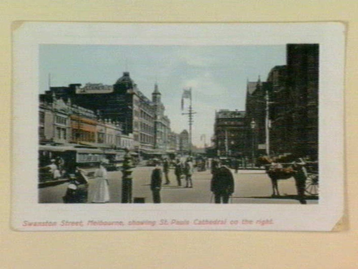 Swanston Street, Melbourne, showing St. Pauls Cathedral on the right, Melbourne City (1905–14)