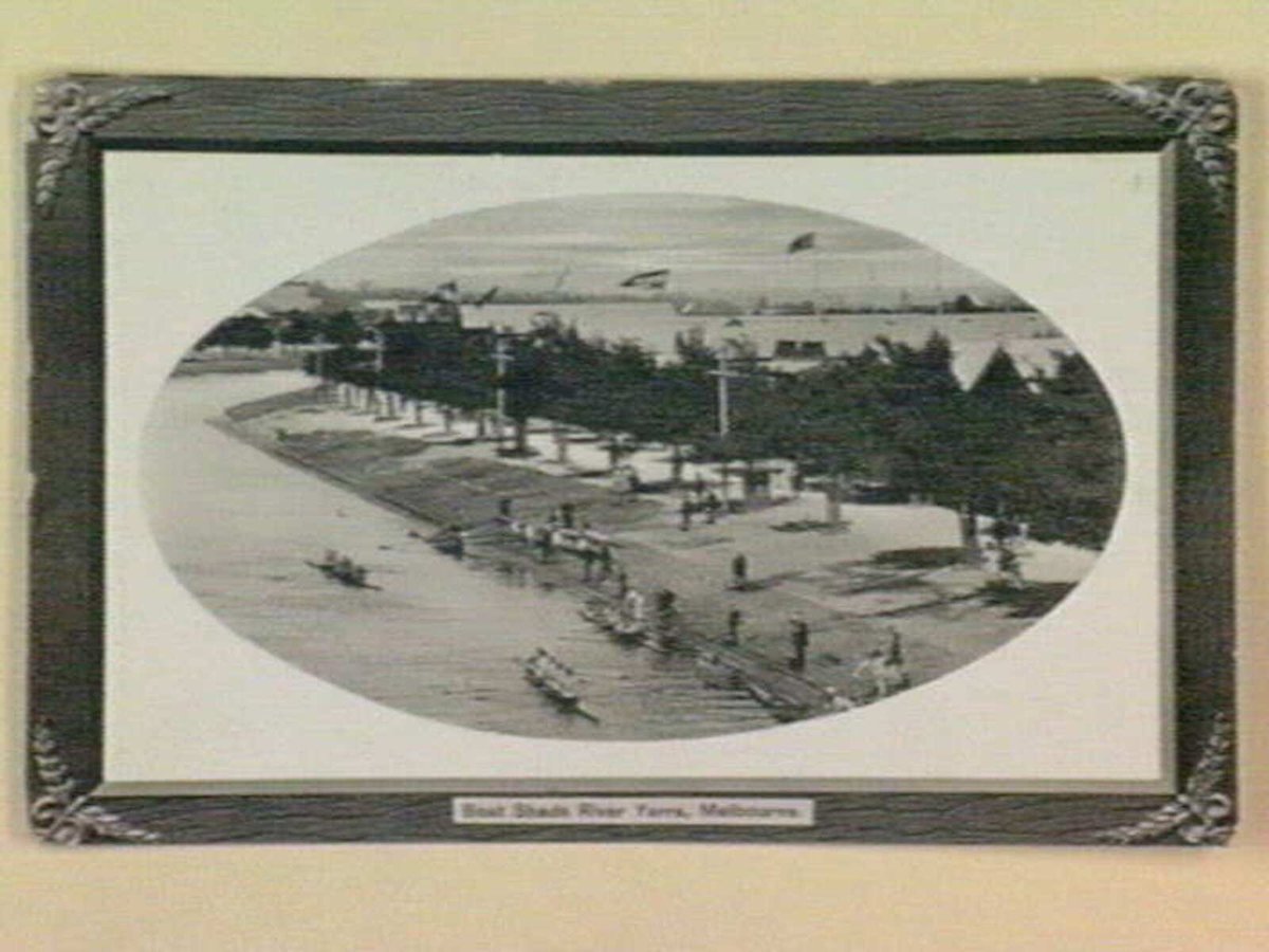 Boat Sheds River Yarra, Melbourne, Yarra River (c. 1911)