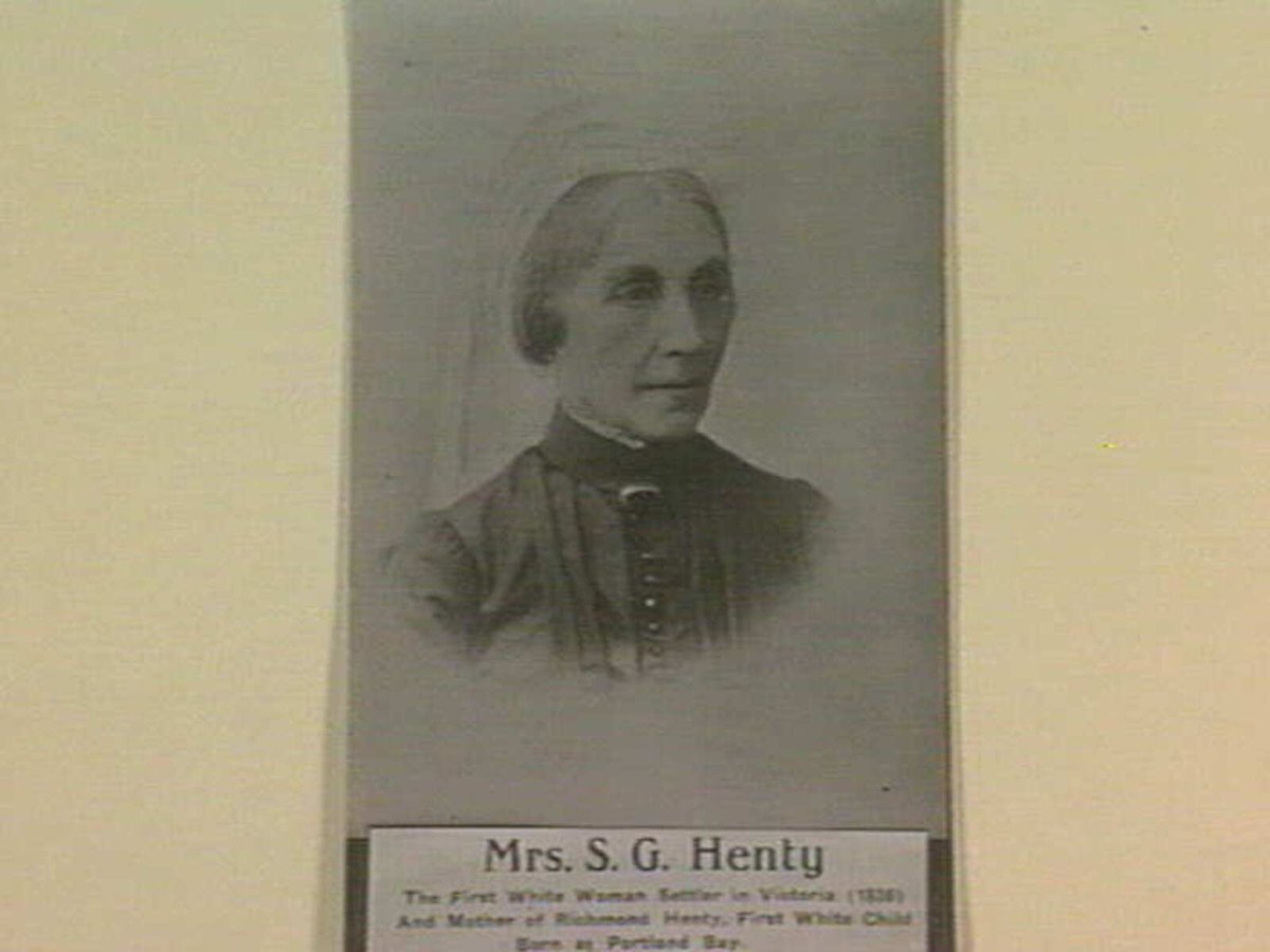 Mrs. S. G. Henty The First White Woman Settler in Victoria (1836) And Mother of Richmond Henty (1914–41)