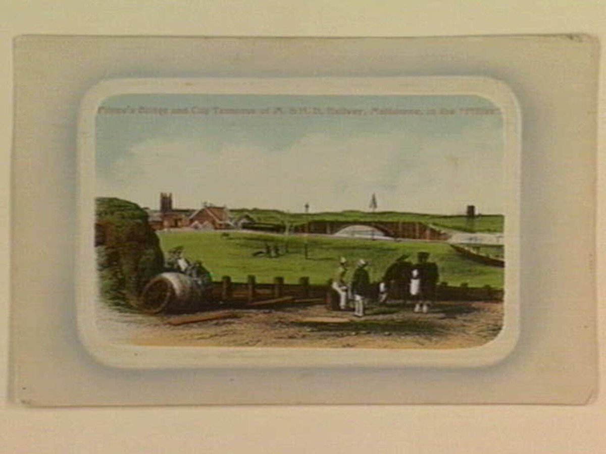 Prince's Bridge and City Terminus of M. & H. B. Railway, Melbourne, in the "Fifties" (1905–10)