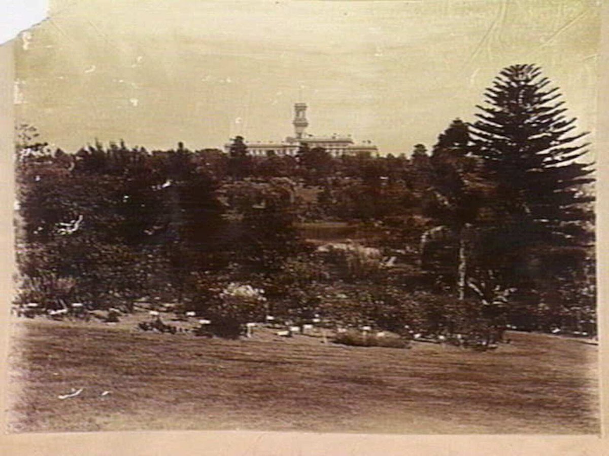 Royal Botanic Gardens, Melbourne, with Government House in background, Melbourne City (1865–95)