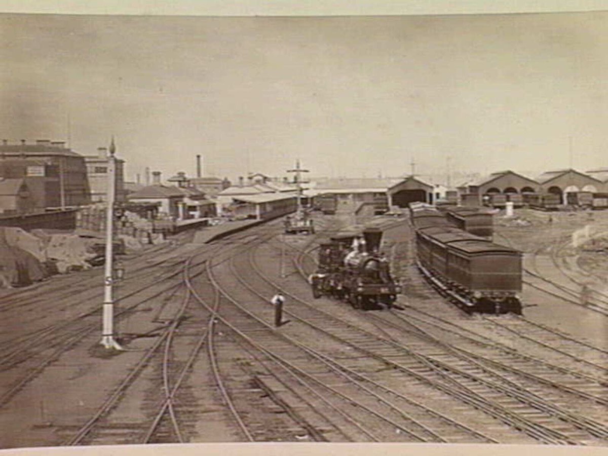 Spencer Street rail yards, Melbourne City (1872)