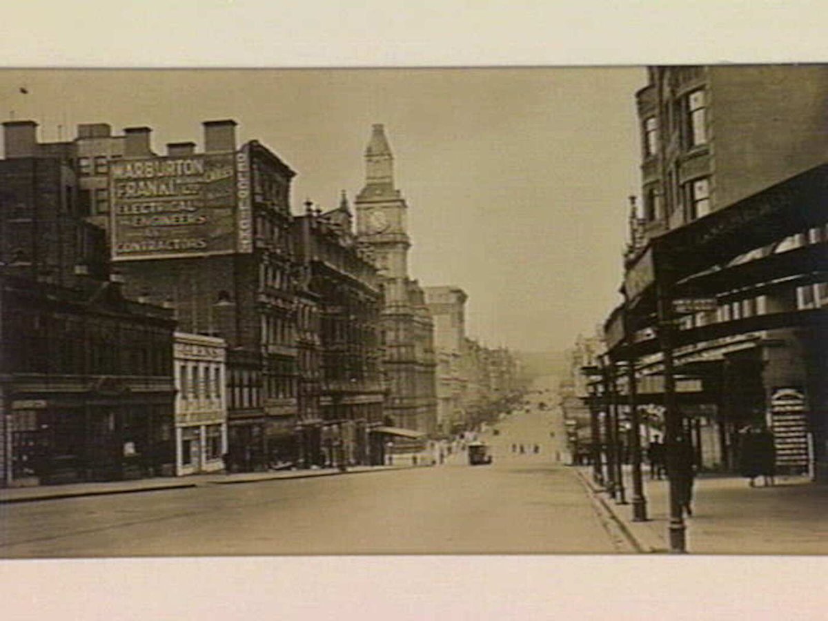 View of Bourke Street, looking east from Queen Street, Melbourne, Melbourne City (1890–1900)