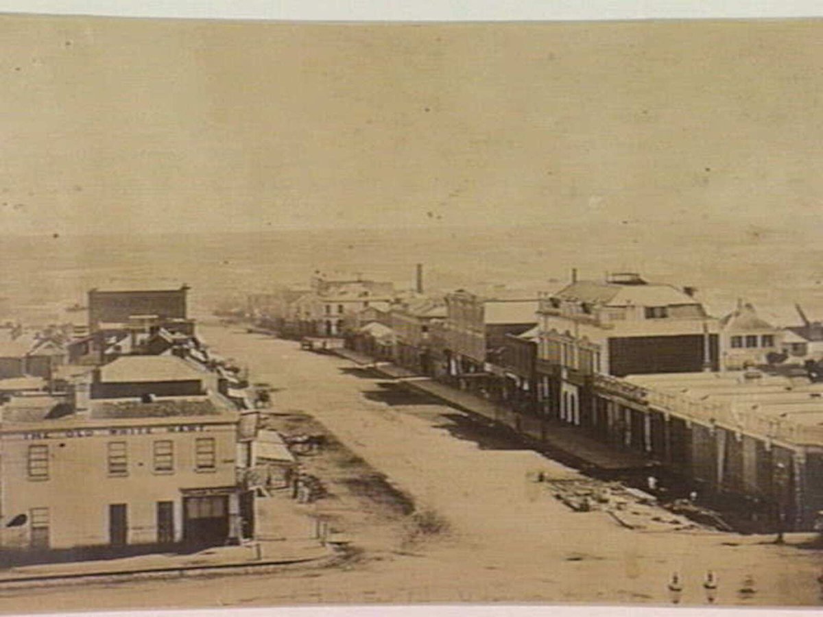 Bourke Street Melbourne, looking west from Spring Street, Melbourne City (1858–59)