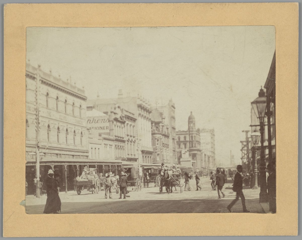 Elizabeth Street, Melbourne, looking south from Bourke Street, Melbourne City (c. 1890)