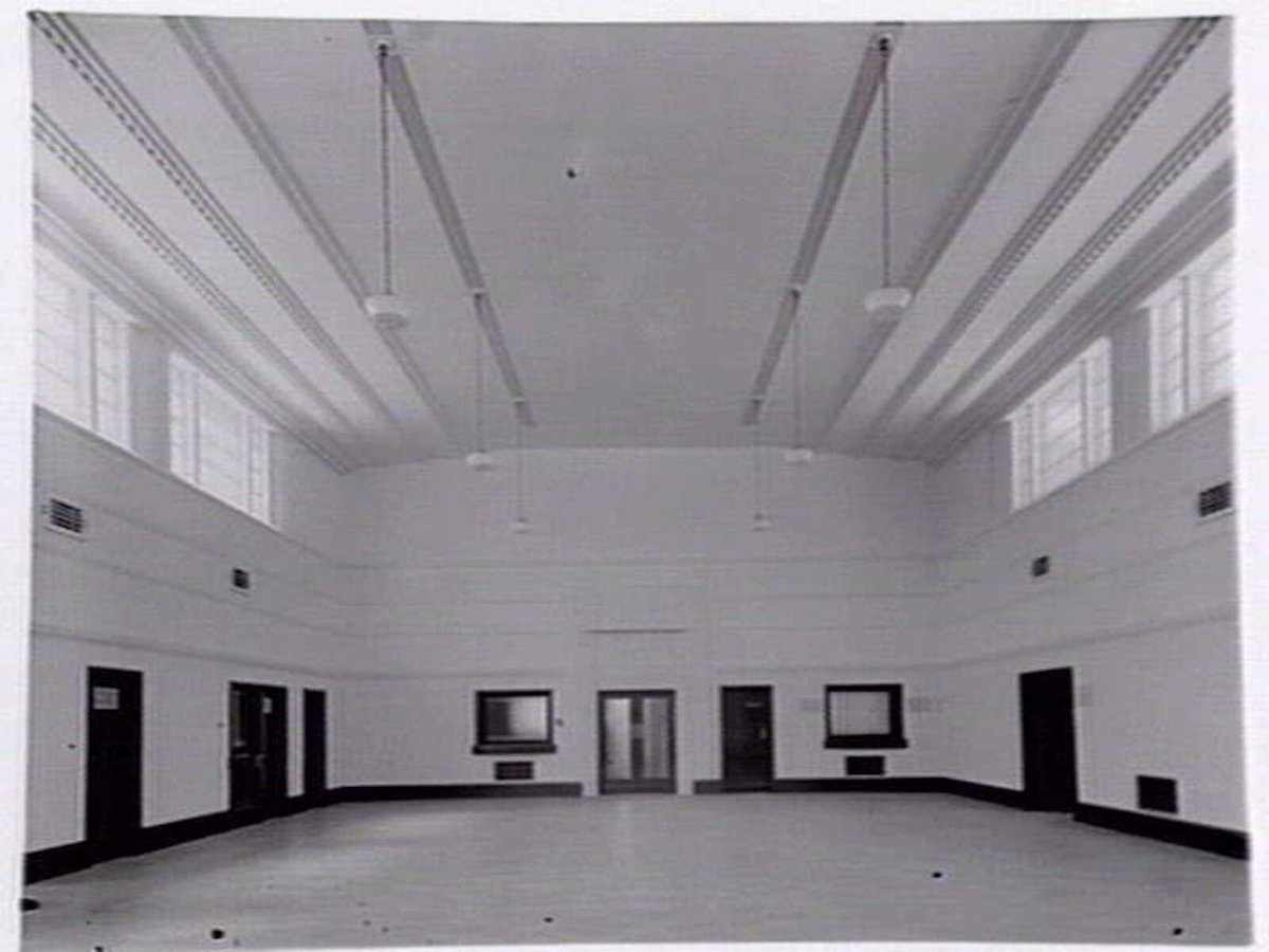 Interior view of room and ceiling at Repatriation Department, St. Kilda Road, Melbourne City (1936)