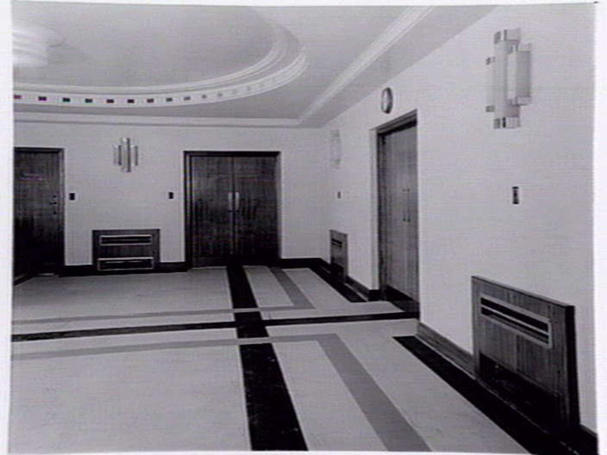 Interior view of foyer leading to Council Chamber Public Gallery and Mayors Room possibly at Heidelberg Town Hall (1936)