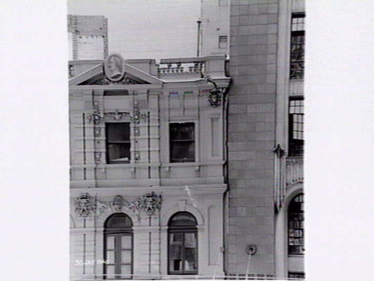 View of Madame Pompadour facade and Strand Building, Elizabeth Street, Melbourne, Melbourne City (1940)