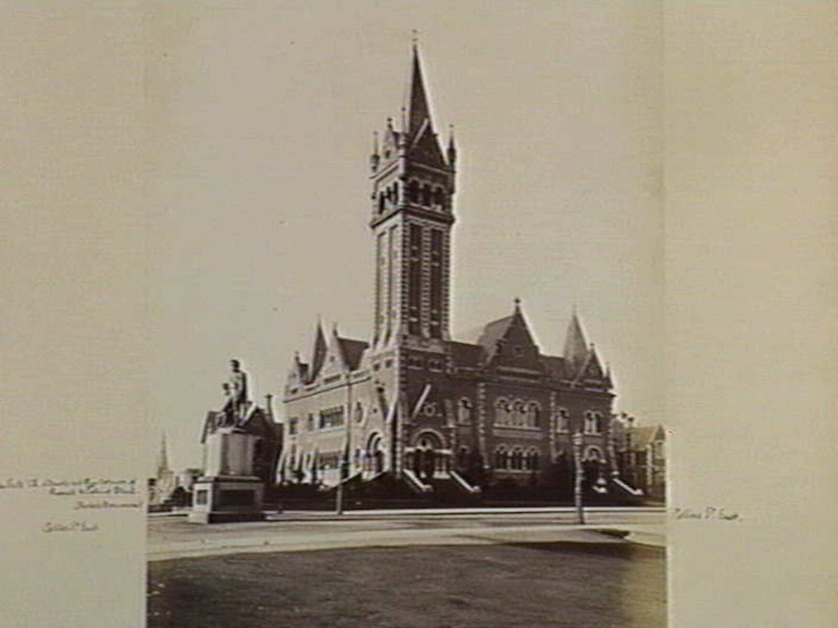 Collins Street Independent Church. (N.E. Corner of Russell & Collins Sts.), Melbourne City (c. 1880)