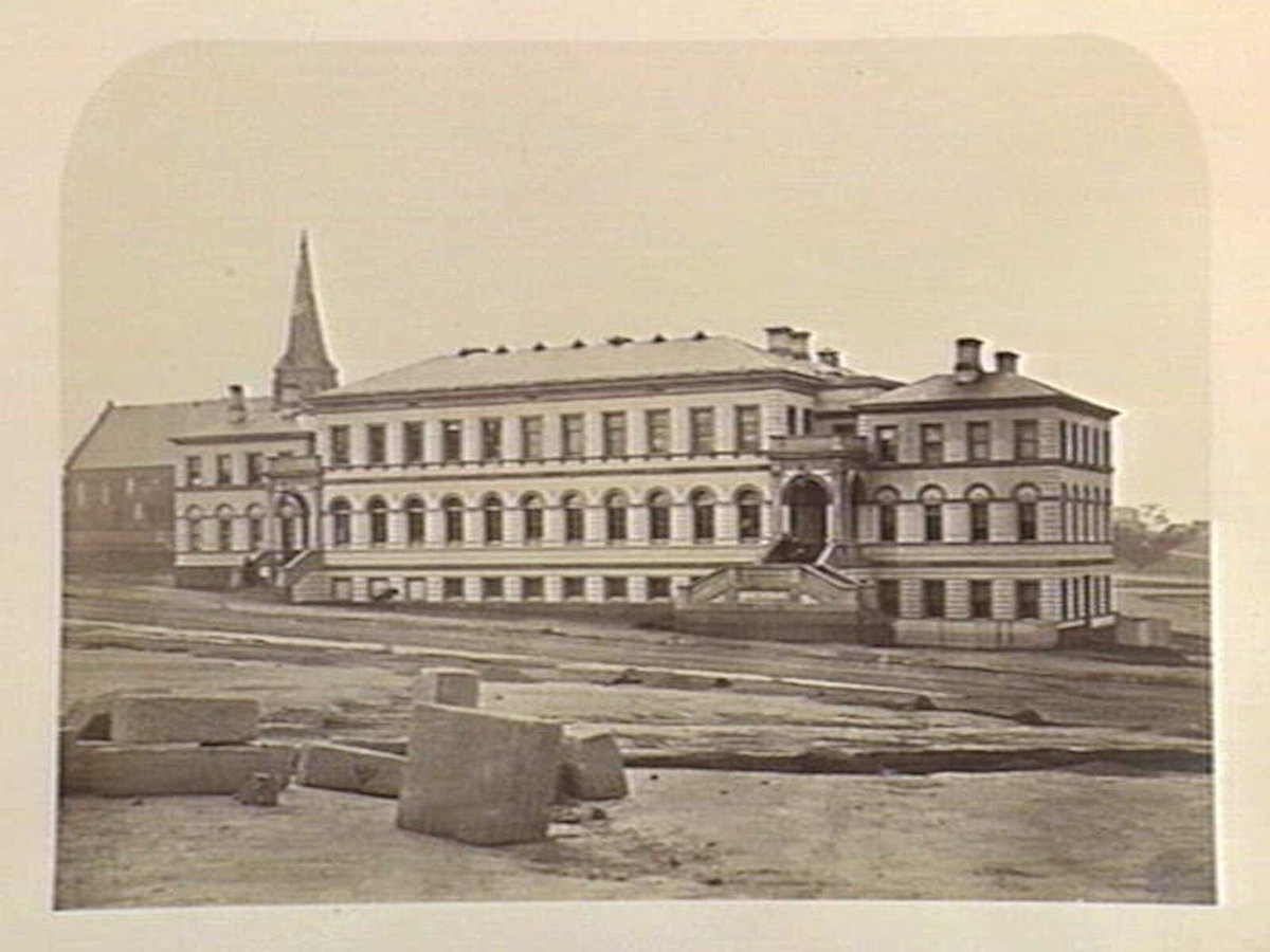 Dr. Cairns Knox Church and Government Printing offices Melbourne (c. 1860)