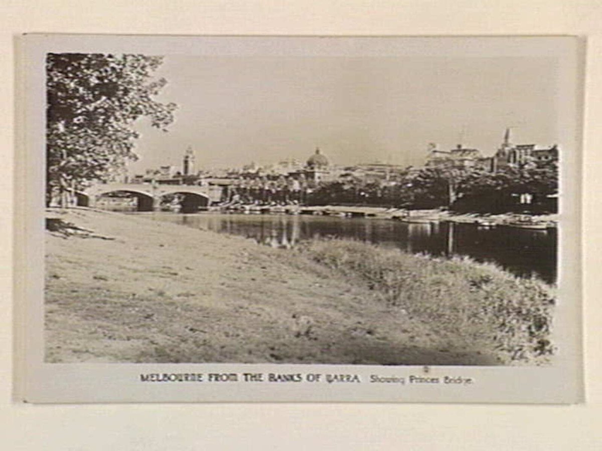 MELBOURNE FROM THE BANKS OF YARRA Showing Princes Bridge, Melbourne City (c. 1922)