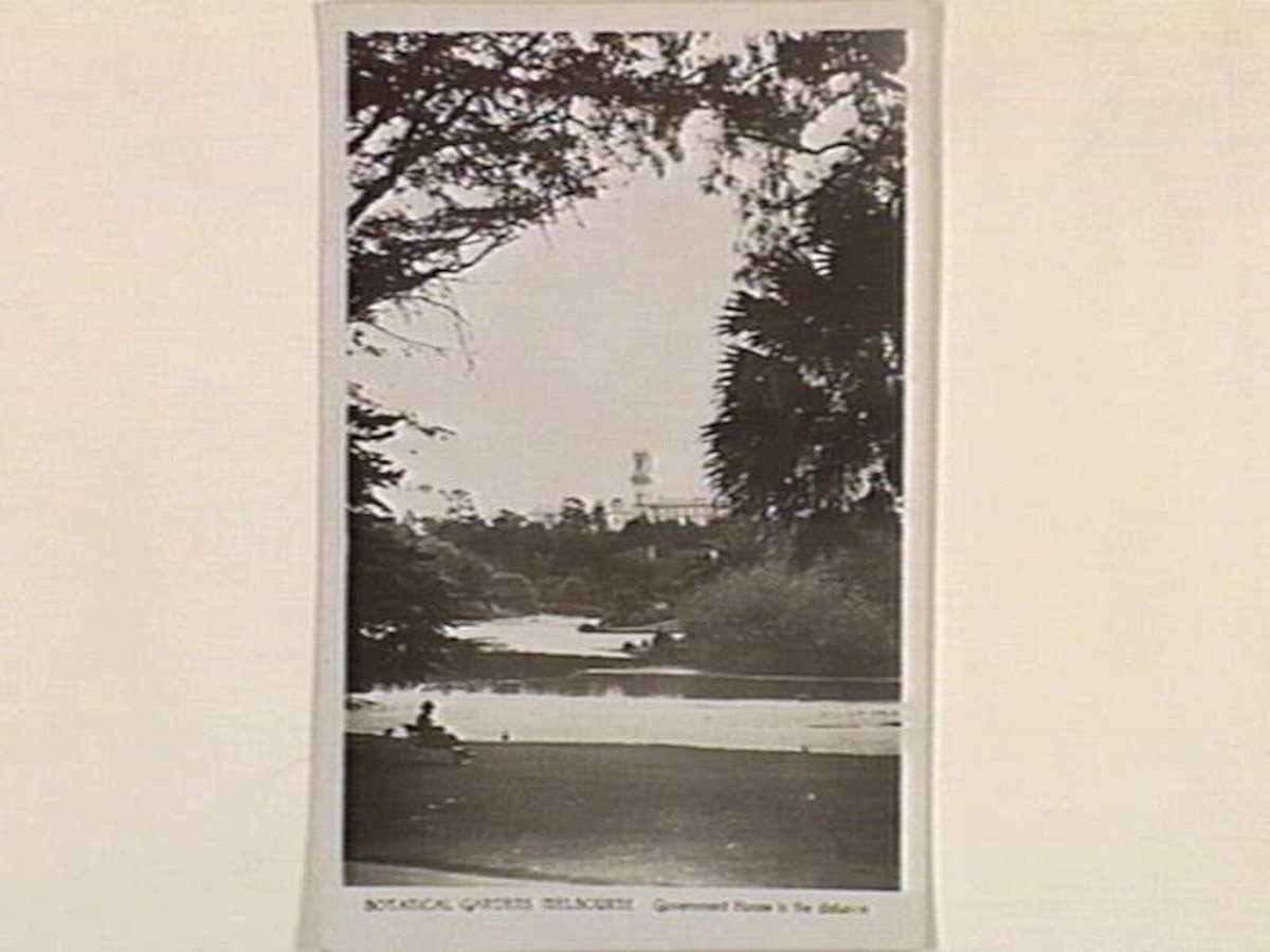 BOTANICAL GARDENS MELBOURNE Government House in the distance, Melbourne City (c. 1922)