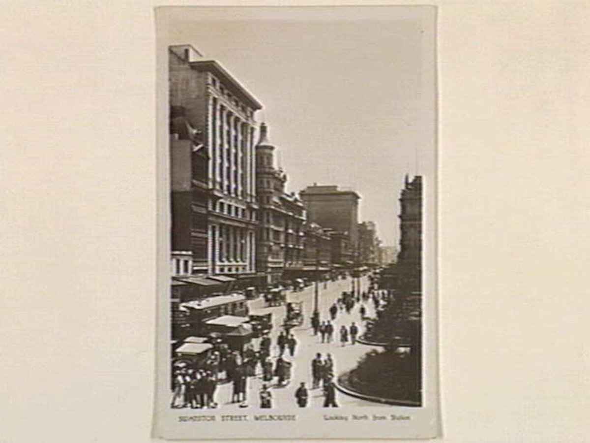 SWANSTON STREET, MELBOURNE Looking North from Station, Melbourne City (c. 1922)