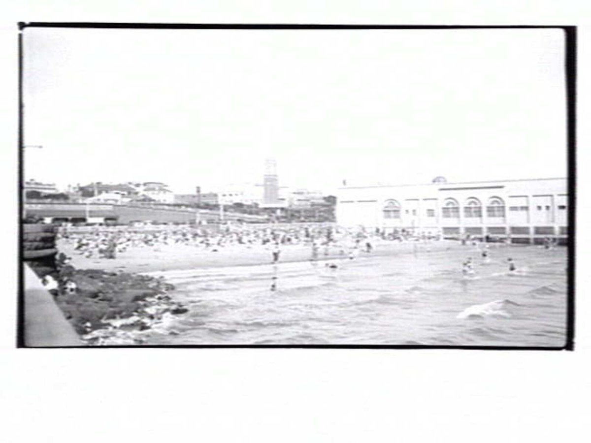 View looking towards St. Kilda beach from the Baths, St Kilda (1934–35)