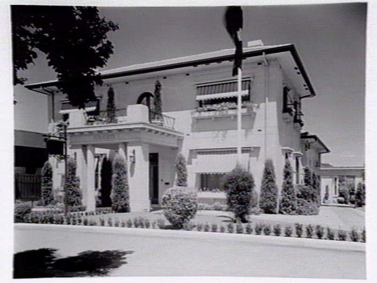 Exterior of Sleight's Funeral Home, St. Kilda Road at Domain Rd, Melbourne City (1937–43)