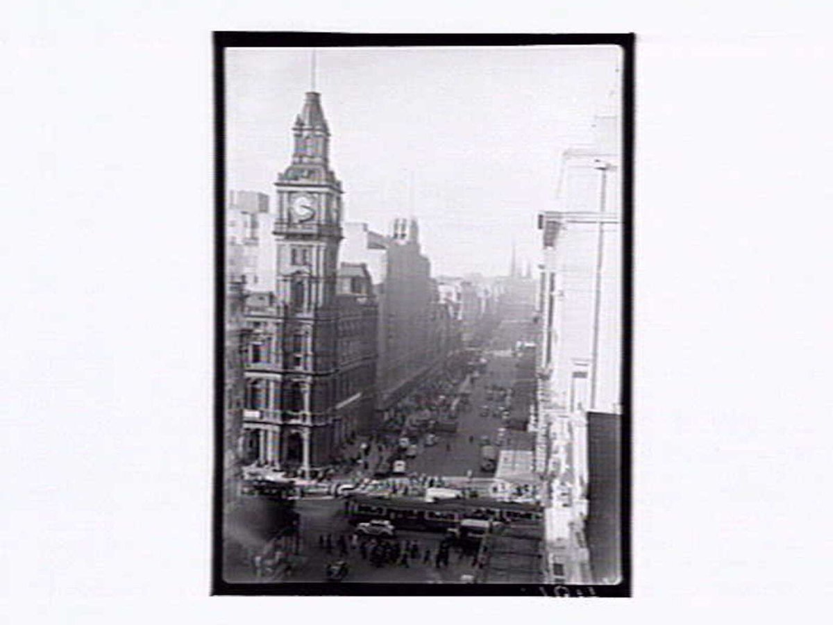 Bourke Street (with buses) Melbourne, Melbourne City (1946)