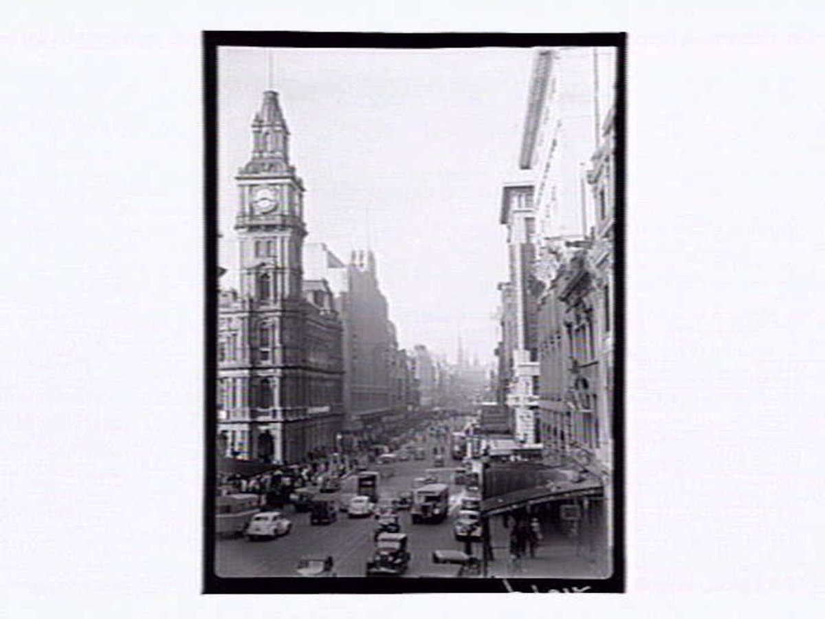 Bourke Street (with buses) Melbourne, Melbourne City (1946)