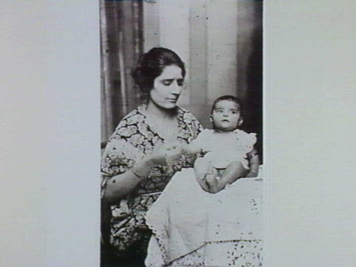Anastasia Manjos (nee Amonis) with her first child, Mary in Australia 1921-22, (Melbourne) (1921–22)