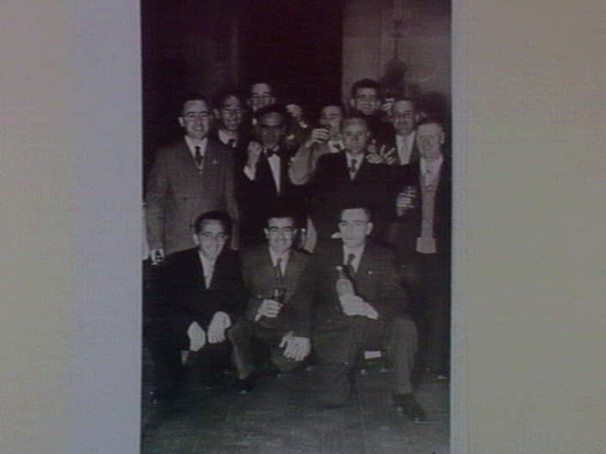 Maltese shipwrights at a wedding at North Melbourne Town Hall. Melbourne, 1953, Melbourne City