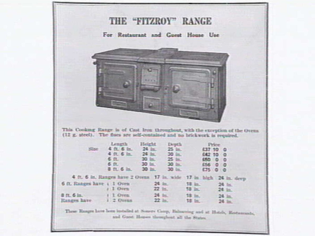 Fitzroy cooking range, for restaurant and guest house use (c. 1943)