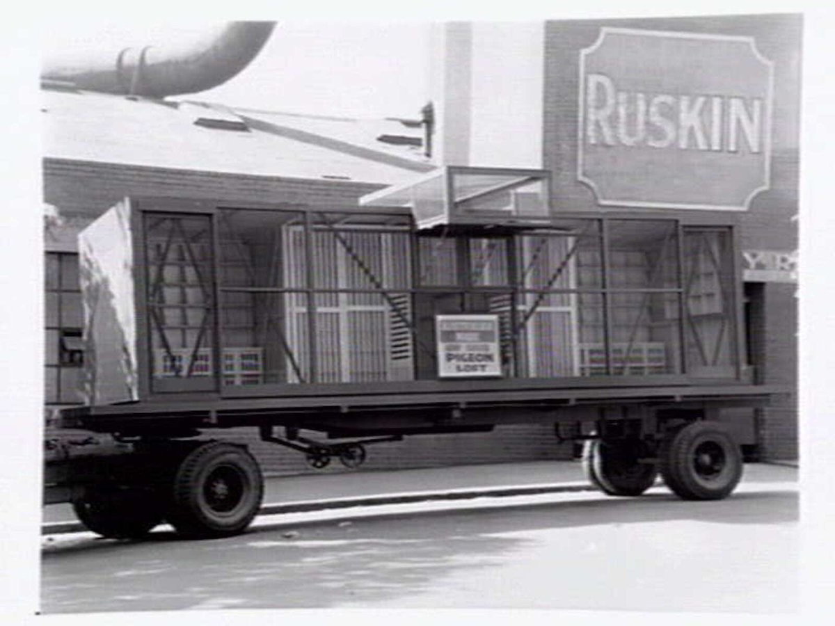 Australian made Army Carrier Pigeon Loft outside Ruskin Motor Bodies, West Melbourne (c. 1943)