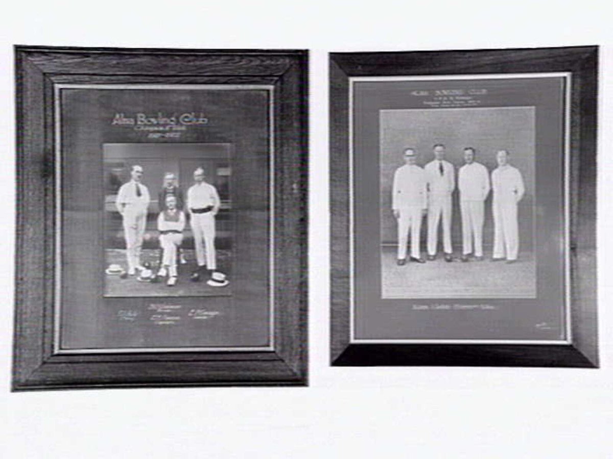 Two framed photos from Alma Bowling Club, Wilkes Street, North Caulfield, Caulfield North (c. 1945)