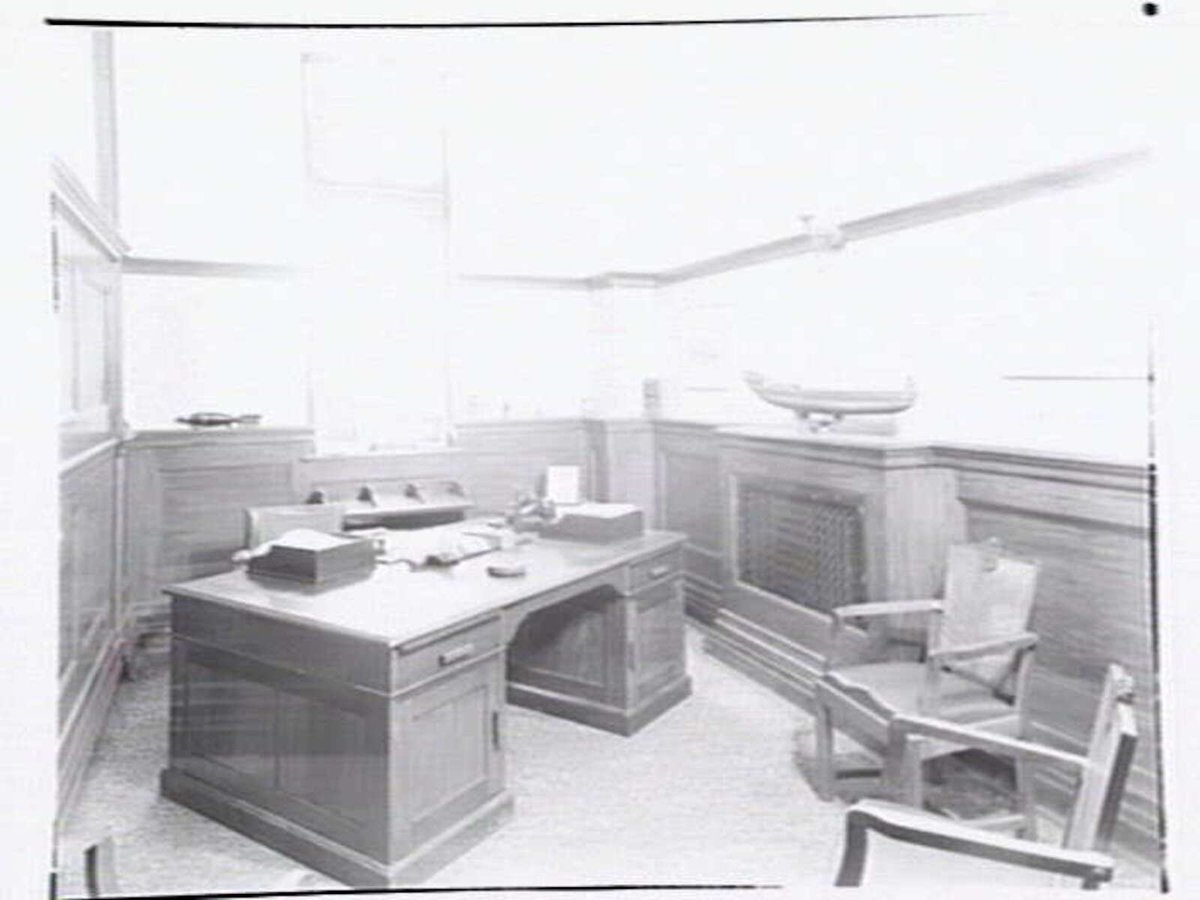 Office, possibly in the Port Authority Building, Market St. Melbourne, Melbourne City (c. 1946)