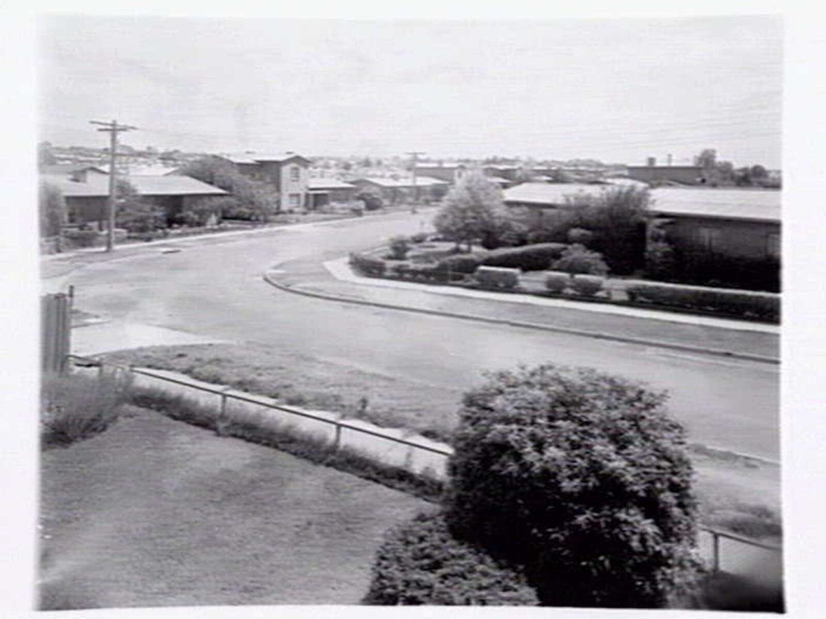 Housing Commission of Victoria homes on a corner in Showers St., Preston (1949)