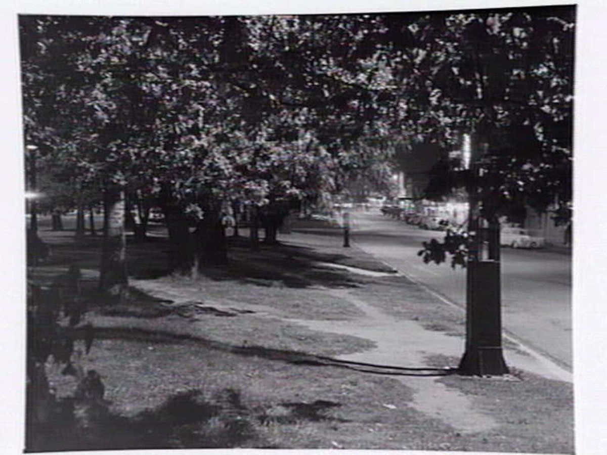 Maroondah Hwy. (Whitehorse Rd.), Box Hill at night, near cnr. Station St (1949)